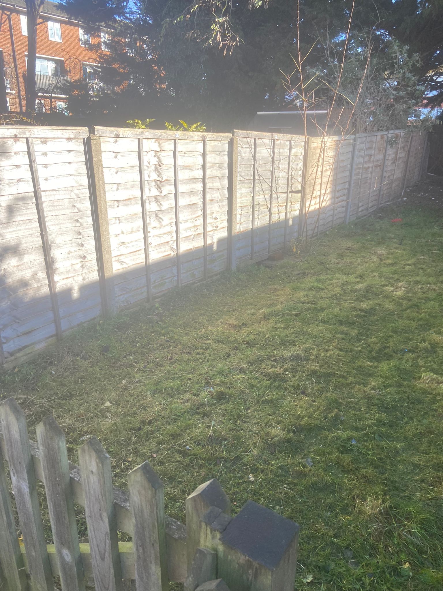 Neat, empty garden with fresh lawn after rubbish removal in Medway